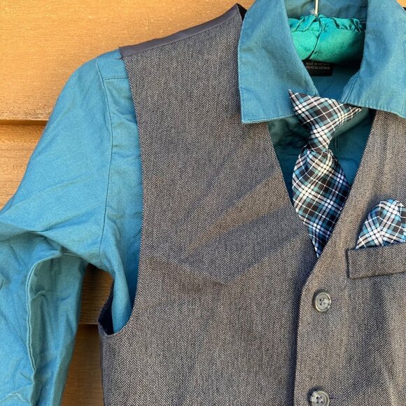 Dockers Boys Dress Shirt Vest & Clip-On Size 10 Cotton/Polyester Blend - Picture 5 of 12